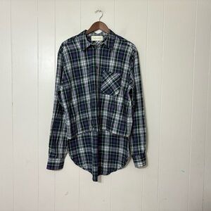 Shaun Samson Plaid  Comfy Button Up Shirt Size M Autum 2014 Front Cutout